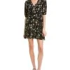 Nicole Miller Tossed Tulip V-Neck Silk-Blend Mini Dress Women