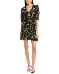 Nicole Miller Tossed Tulip V-Neck Silk-Blend Mini Dress Women