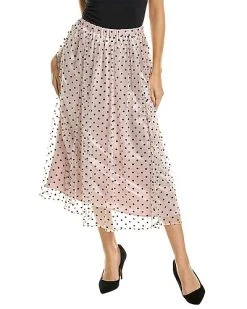 Anne Klein Flocked Mesh Skirt Women