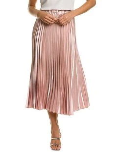 Anne Klein Pull-On Pleated Midi Skirt Women