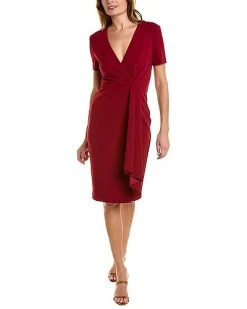 Badgley Mischka Pleated Sheath Dress Women