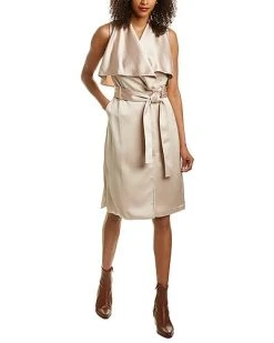 Halston Heritage Satin Trench Dress Women