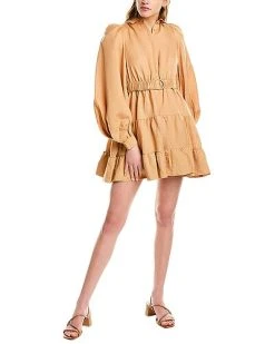 Bardot The Mini Linen-Blend Shirtdress Women