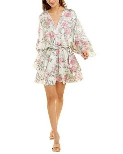 Zadig & Voltaire Ruffle Twill Roses Silk Robe Dress Women