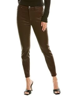7 For All Mankind High-Waist Ankle Skinny Coated Chocolate Super Skinny Jean Women
