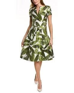 Oscar De La Renta De La Renta Split-Neck Silk-Blend Dress Women