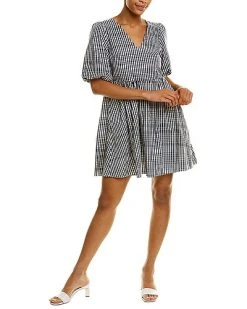 Madewell Poplin V-Neck Bubble-Sleeve Mini Dress Women