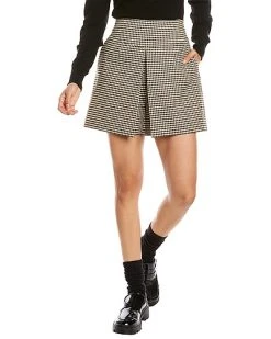 Rebecca Taylor Check Linen-Blend Skort Women