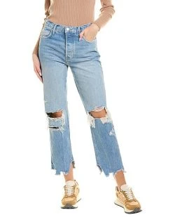 FREE PEOPLE Mid Century Blue Tapered Baggy Boyfriend Jean Women