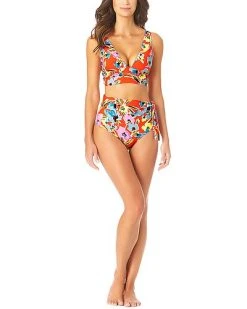 Anne Cole Soft Shirred Band Bralette Triangle Top Women