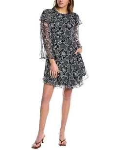 Rebecca Taylor Helle Fleur Ruffle Silk Mini Dress Women