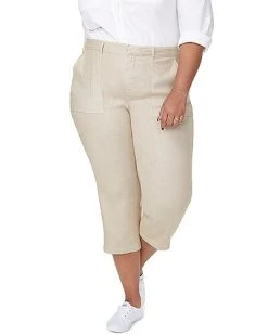 NYDJ Plus Linen-Blend Utility Capri Pant Women