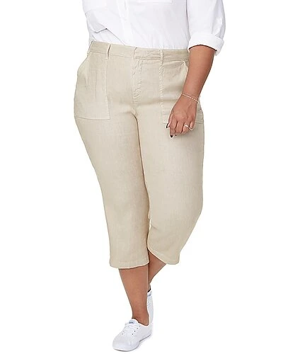 NYDJ Plus Linen-Blend Utility Capri Pant Women