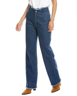 WeWoreWhat Frayed Waistband True Blue Straight Jean Women
