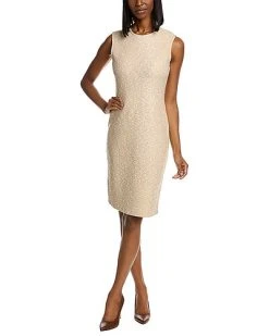 St. John Tonal Textured Wool-Blend Dress Women