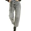 7 For All Mankind Ern Grey Pleated Straight Jean Women