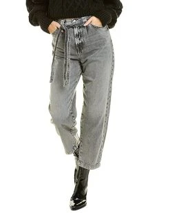 7 For All Mankind Ern Grey Pleated Straight Jean Women