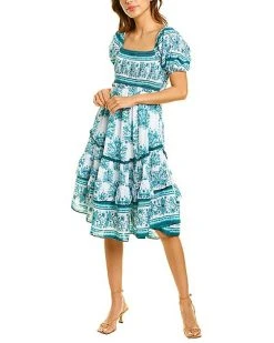 Celina Moon Smocked Midi Dress Women