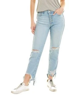 7 For All Mankind Blue Breez High-Waist Crop Straight Jean Women