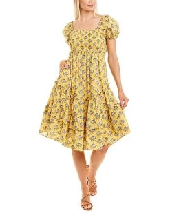 Celina Moon Smocked Midi Dress Women