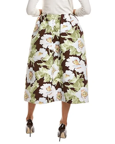 Oscar De La Renta De La Renta Vintage Poppies Faille Silk-Lined Midi Skirt Women - Image 2