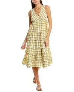 Max Studio V-Neck Tiered Midi Dress Women