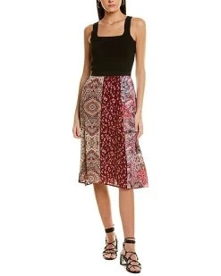 Johnny Was Valencia Paneled Silk Skirt Women