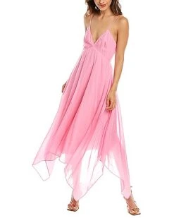 Rebecca Taylor Handkerchief Silk-Blend Midi Dress Women