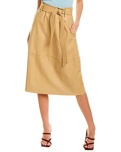 Vince Stitched Belt Leather Skirt Women