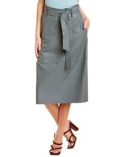 Vince Stitched Belt Leather Skirt Women
