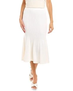 Carolina Herrera Plaited Rib Knit Wool-Blend Godet Skirt Women