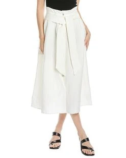 Vince Belted Linen-Blend Skirt Women
