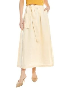 Lafayette 148 New York Reina Linen Midi Skirt Women