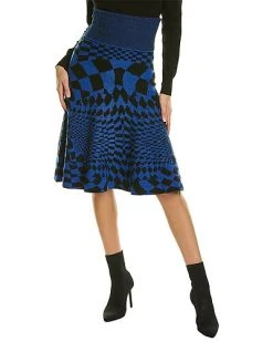 STELLA MCCARTNEY Geometric Wool-Blend A-Line Skirt Women