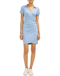 Three Dots Collared Wrap Dress Women