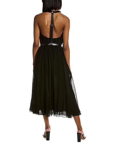 Michael Kors Collection Leather-Trim Silk Midi Dress Women - Image 2