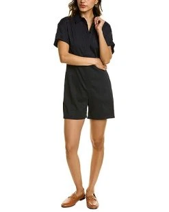 THEORY Shirt Linen-Blend Romper Women