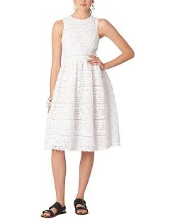 Carolina Herrera Embroidered Eyelet Sleeveless Dress Women