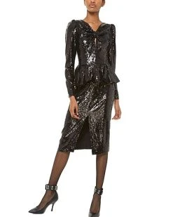 Michael Kors Sequins Slit Front Peplum Dress Women