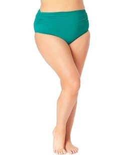 Anne Cole Plus Convertible Shirred High-Low Bottom Women