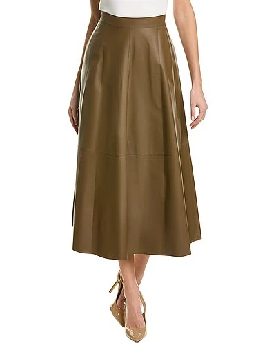 Lafayette 148 New York Sumner Leather Midi Skirt Women