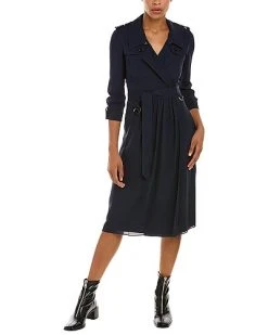 Burberry Wrap Silk Trench Dress Women