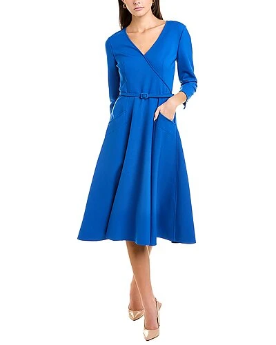 Oscar De La Renta De La Renta Surplice Wool-Blend Midi Dress Women