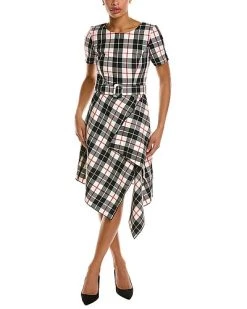 Oscar De La Renta De La Renta Plaid A-Line Silk-Lined Wool Dress Women