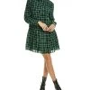 Rebecca Taylor Windowpane Pleated Silk Shirtdress Women