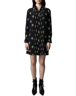 Zadig & Voltaire Rougi CDC Polka Flowers Silk Dress Women