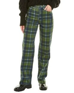 WeWoreWhat Dad Basil Plaid High-Rise Straight Jean Women