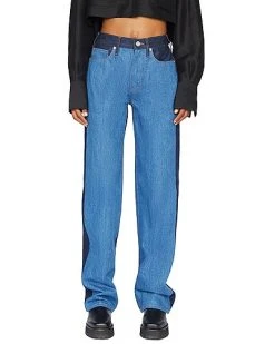 FRAME DENIM Le Jane Contrast Patchwork Indigo Assemble Jean Women
