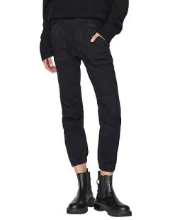 FRAME DENIM Banded Btm Trapunto Pant Overdye Black Jean Women