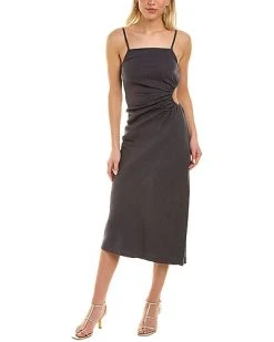 Monrow Linen-Blend Slip Dress Women